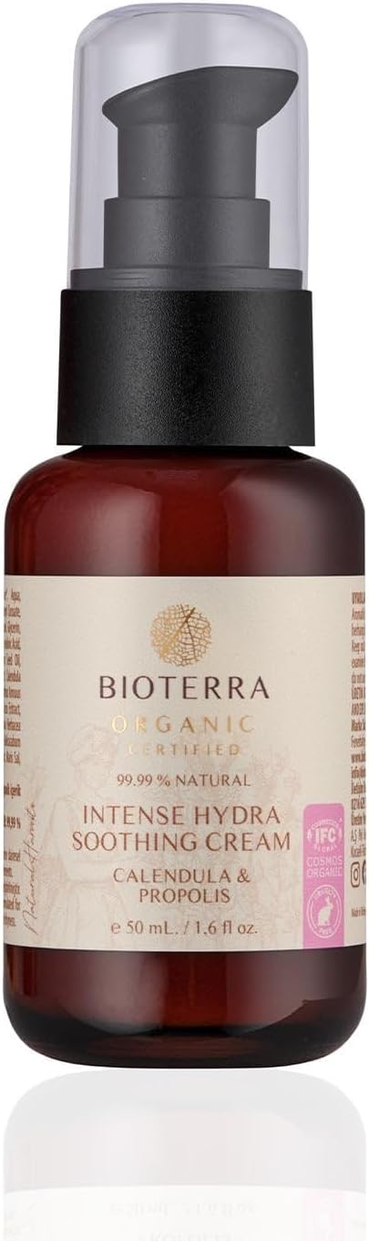 Bioterra Organik Yoğun Nemlendirici Yatıştırıcı Krem 50ml – Propolis & Aynısafa İçerikli, Hassas ve Kuru Ciltler İçin Hydra Soothing Bakım Kremi