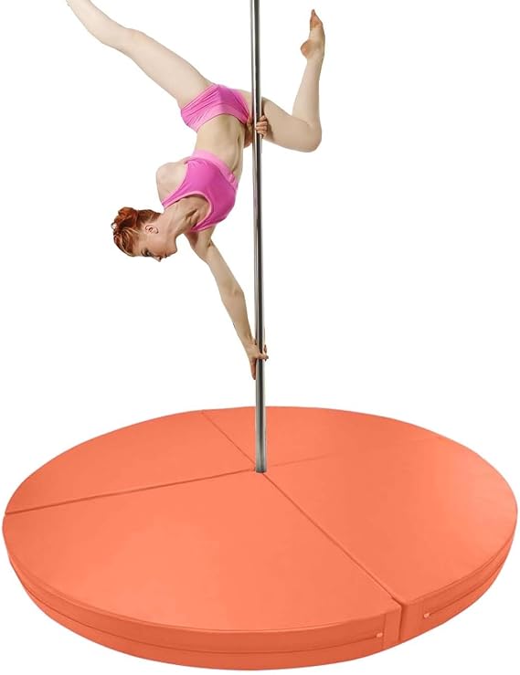 CMYUN Thick Dance Pole Crash Mats - 120/140/150/160/180/200cm Pole Dance Mat for Home Gym, Foldable Lyra Hoop Protection Mat/Yoga Mat for Adult(Color:Orange,Size:120cmx3cm(47"x1.2"))