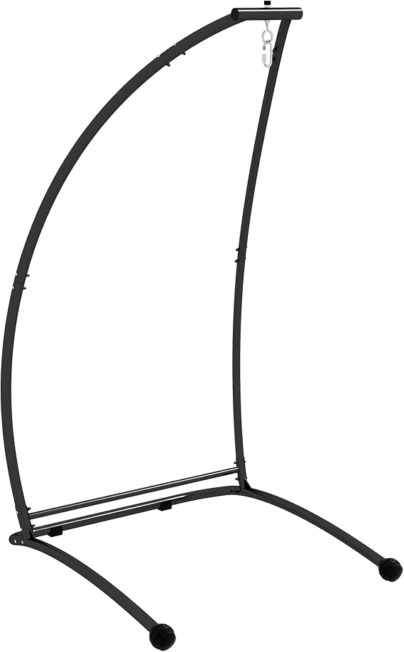 Outsunny Hammock Chair Stand Heavy Duty C Shape Hanging Chair Stand Black