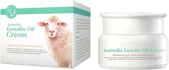 Lanolin Cream, Anti Wrinkle Face Moisturizer Pure Natural Australian Lanolin, Daily & Night Facial Cream Soothing Skin, For Rough Dry Skin, Non-greasy 35g