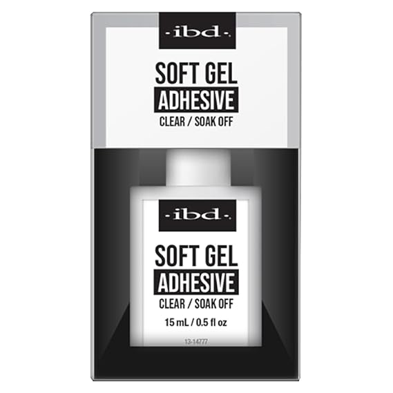IBD Soft Gel Nail Adhesive - Clear Gel Nail Glue for Fake Nails, Tips, Acrylic Extensions, Durable, Easy Soak-Off Bond, 0.5 fl oz
