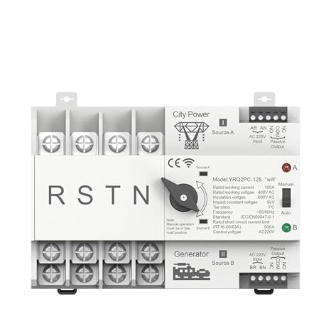 WiFi Smart Dual Power Automatic Transfer Switch 125A AC110V/220V/400V Timer Relay for ATS Electrical Control System