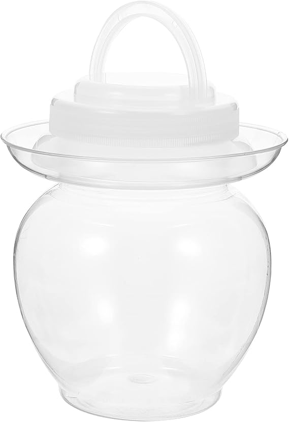 Angoily Weights Glass Pickle Jar Traditional Chinese Pot with Water Airlock Lid Sealed Food Storage Can for Brewing Pickling Kimchi Vegetables Kombuch Paocai Sauerkraut 1L Wide Mouth Jars