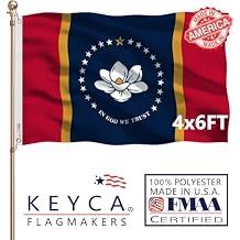 Mississippi Flag 4x6 FT 100% Made in The USA-Heavy Duty Vibrant Colors Double Sided Mississippi State Magnolia Flag with 2 Brass Grommets for Home/Company/Indoor Outdoor Decoration
