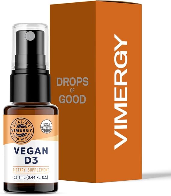 Vimergy Vegan Liquid D3 1000IU, Organic, 13.3 mL Spray for Bone Health
