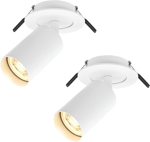 Adjustable & Swivelling Ceiling Spotlights White LED Spotlight with GU10 Socket, 2 x LED Ceiling Lights with Removable Front Ring, Recessed LED Spotlight for Kitchen, Hallway, Without Bulbs