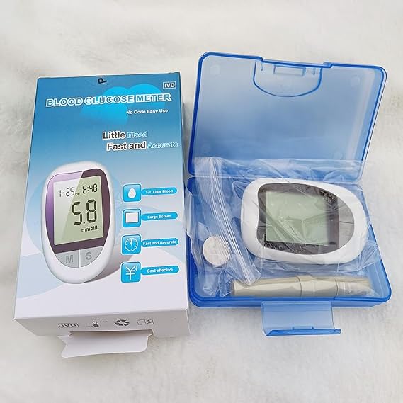 Blood Glucose Monitor Kit, High Accuracy Blood Sugar Test Kit with 50 Glucometer Strips, 50 Lancets, 1 Lancing Devices Diabetes Testing Kit, No Coding Required, Travel Size (1 Unit+50pcs Strips)