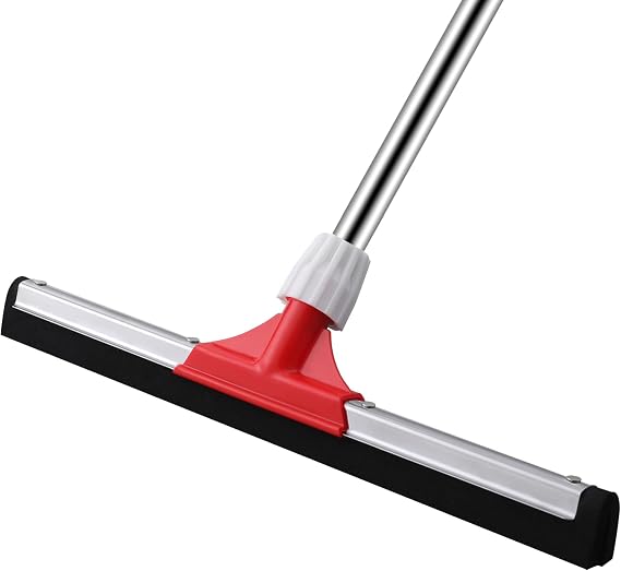 Mitclear 17In Floor Squeegee Mop with Extension Poles(58IN), Wet Room Double Foam Floor Wiper Heavy Duty, Water Broom Squeegee Floor Scrubber for Indoor & Outdoor Garage Shower Bathroom Garden Kitchen
