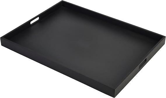 Solid Black Butlers Tray 64 x 48 x 4.5cm, Single