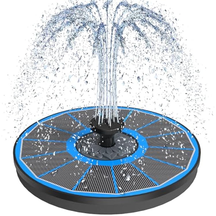 Yzert Solar Fountain Upgraded High Efficiency Glass Solar Panel, Solar Bird Bath Fountains with Flower No Battery,Solar Water Pump Fountain for Bird Bath Garden Small Ponds Outdoor DecorBlue
