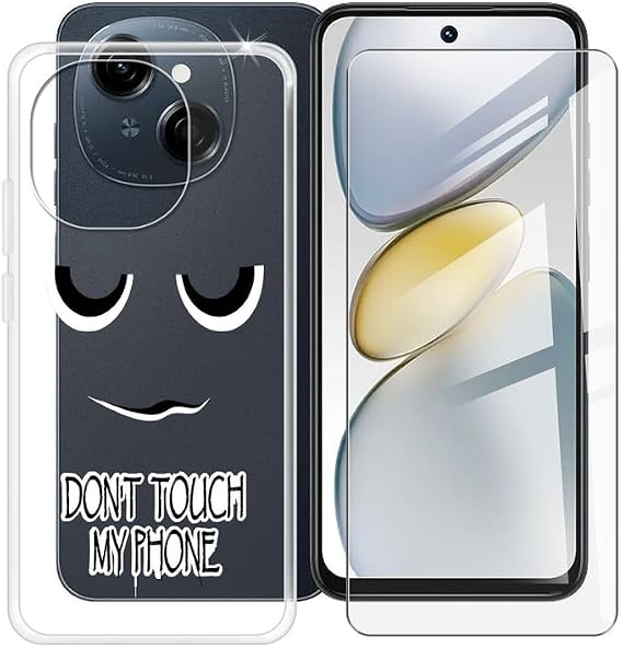 Case for Tecno Spark Go 1 (6.67") with 1 X Tempered Glass Screen Protector, Ultra-thin Shockproof Clear Shell, Soft TPU Bumper Phone Cover for Tecno Spark Go 1 - DUO6