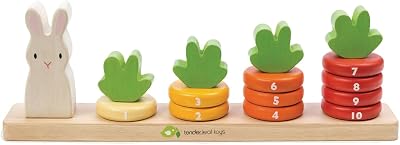 Tender Leaf Toys - Counting Carrots - Wooden Ring Stacker - Educational Toy for Early Learning, Counting, Color Sorting, and Hand-Eye Coordination - Montessori Inspired Toy for Kids - Age 18 Month