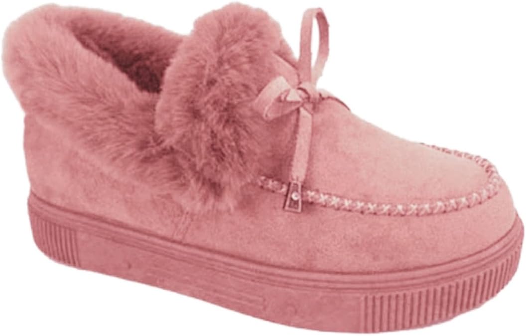 Snow Booties for Women Winter Warm Durable Shoe Wool Thick Warm Boot Loafer Flats Winter Platform Shoes Outdoor Cotton Shoes