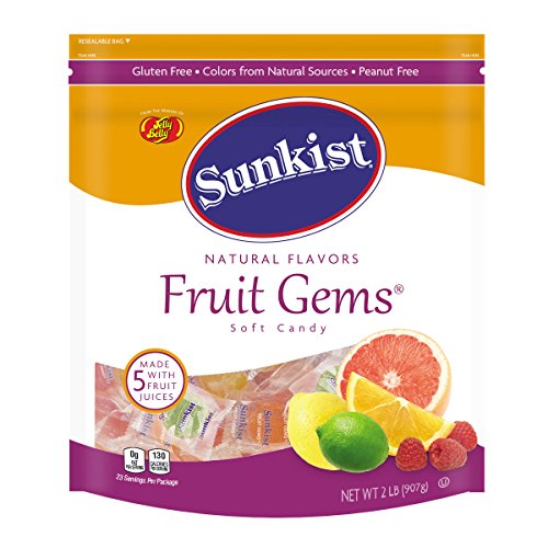 Jelly Belly Sunkist Fruit Gems Individually Wrapped - 2 Pound Resealable Pouch Bag - Genuine, Official, Straight from the Source