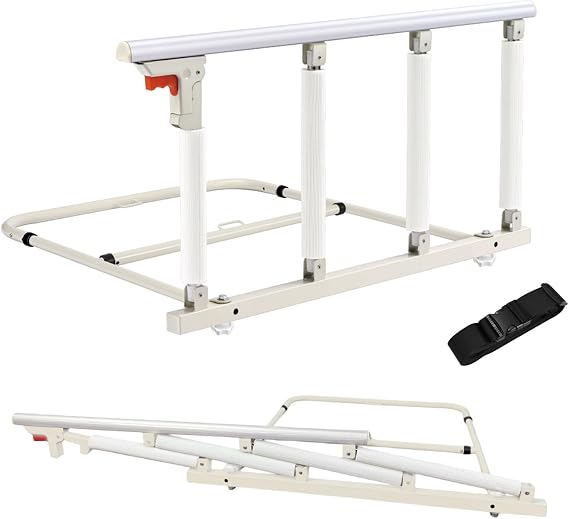 Bed Rails for Elderly Adults Safety, Foldable Bedside Assist Rail with 180KG Weight Capacity, Upgraded 36.6" x 19.7" Bed Guard Handle for Seniors Post-Operative Pregnant