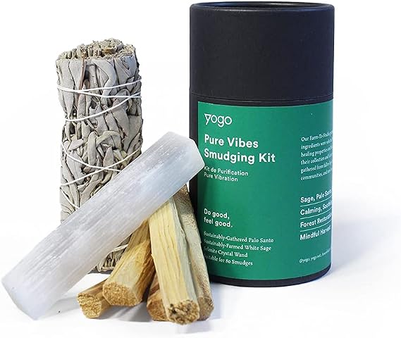 Yogo Pure Vibes Smudging Kit - Eco Palo Santo, Sage and a Selenite Crystal