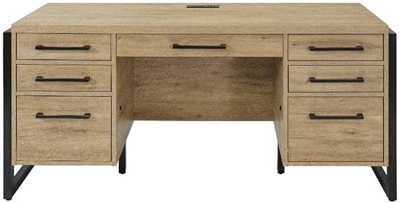 Modern Wood Laminate Office Desk Fully Assembled Light Brown