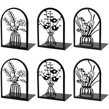 3 Pairs Metal Book Ends, Flower Bookends for Shelves Decorative, Book Stopper for Heavy Books, Ends to Hold Books for Home Office