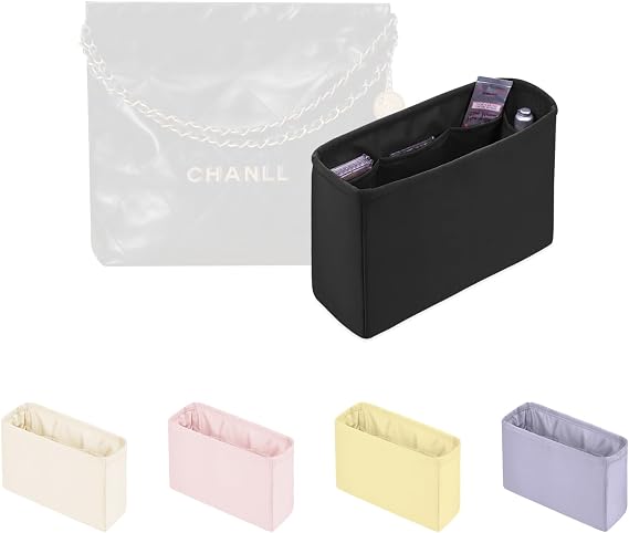 Satin Purse Organizer for Chanel 22 Bag Small, Black