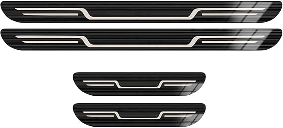 4Pcs Stainless Steel Car Door Sill Strip for Subaru CROSSTREK,Kick Plates,sill Protectors Strips,Entry Guard Edge Accessories,A/Black Titanium Brushed