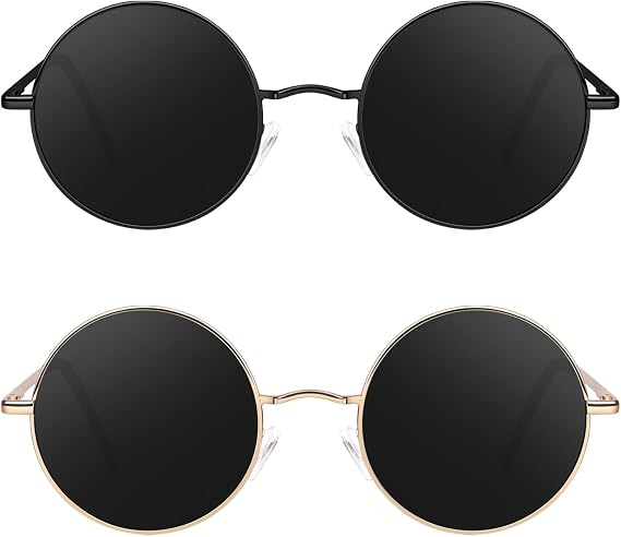 Sunier Retro Black Round Shades