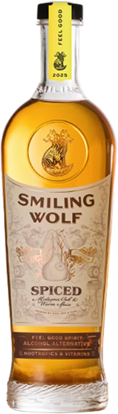 Smiling Wolf Spiced | Feel Good | Alcohol Alternative | Functional Alcohol Free Rum | Mood Enhancing Spirit with Natural Nootropics & B Vitamins | Premium Non Alcoholic | 700ml Bottle