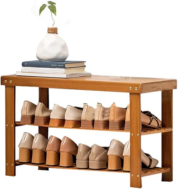 Shoe Rack, Entrance Bench, Shoe Shelf, Storage Stool, 2-Tier / 4 Tier, Storage Bench, Shoe Box, Storage Bench Rack, Wooden, Shoe Holder, Small Storage, Stool, Sit, Space Saving, Easy Assembly,