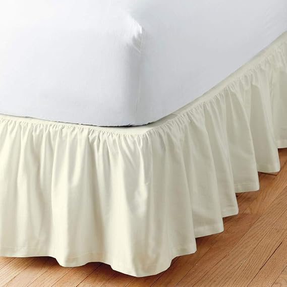 Sleepwell Ruffled Bed Skirt With Split Corners - 12 Inch Drop Poly Cotton/Microfiber Bedskirt With Platform Three Sided Coverage - Twin, Ivory