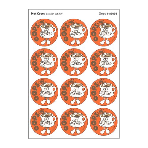 OopsHot Cocoa Scent Retro Scratch n Sniff Stinky Stickers by TREND; 24 SealsPack - Authentic 1980s Designs!