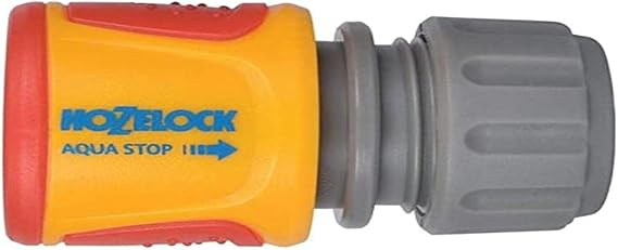 HOZELOCK - Aquastop Hose Connector Quick ø 12.5mm - 15mm (1/2"- 5/8") Soft Touch : Aquastop, Watertight, Non-slip, Ideal for the Start of the Hose [2075 0000], Yellow/Grey