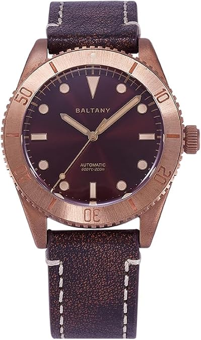 ACHARD Baltany Men Bronze Watch 44MM Sport Automatic Mechaical Wristwatch Military Diver 20ATM Sapphire C3 Green Luminous NH38 Bronze Bezel