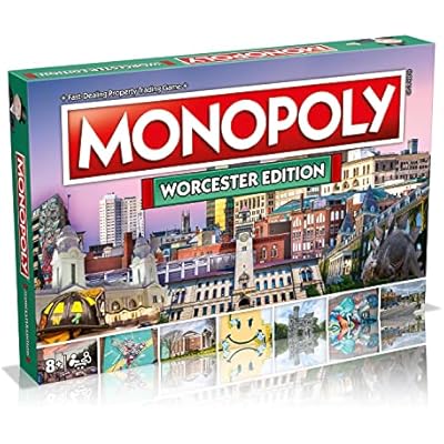 Monopoly Board Game Worcester Edition: 2-6 Players Family Board Games for Kids and Adults, Board Games for Kids 8 and up, for Kids and Adults, Ideal for Game Night