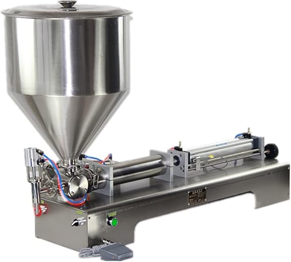 Semi-Automatic Pneumatic Filling Machine for Liquids & Pastes - 110V 10W Piston Filler with Single Nozzle, 10 mm spout diameter, 50-500ml Bottle