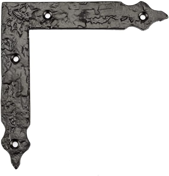 Richelieu Decorative Forged Iron Corner Bracket, Barn Door, Matte Black