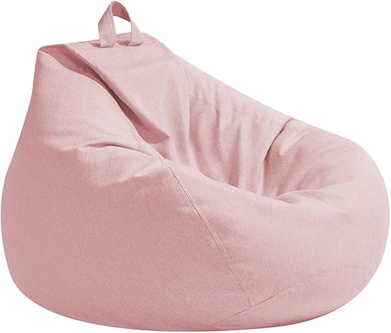 Highdi Large Bean Bag Without Fillings - Cotton Linen Durable & Comfortable, Pink Storage Bean Bag Chair for Living Room/Gaming Room, Perfect for Adults & Teens, Childrens