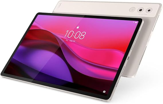 Lenovo Yoga Tab Plus ZAEG0096US 12.7" 3K 144Hz 256GB Wi-Fi Tablet, Qualcomm Snapdragon 8 Gen 3 3.3GHz, 16GB RAM, Android 14, Seashell