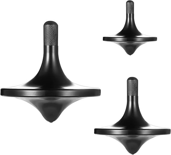Stainless Steel Spinning Top,Exquisite Toy (Black,3PCS L+M+S)
