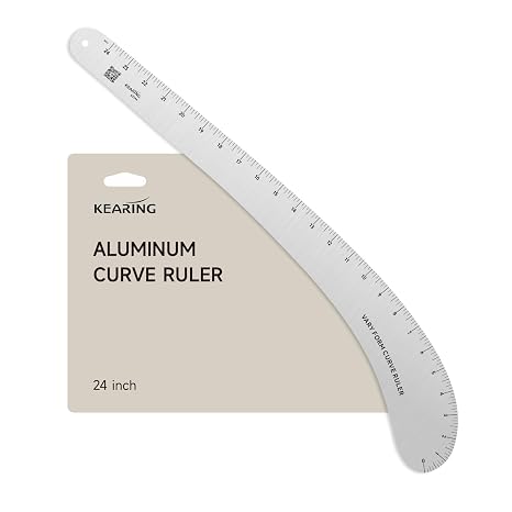 KEARING 24" Aviation Aluminum Hip Curve Ruler Dual Sided Scales Sewing Tool | 24inch French Curve Ruler for Pattern Making Fashion Design Sewing & Quilting