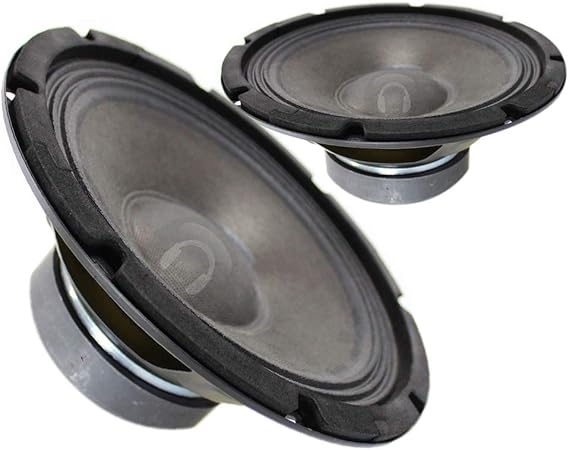 Skytec 8" SP800 Mid Range Speaker Drivers Pair - 200W 8 Ohm Replacement Woofer Cones with Vented Magnets & 65Hz-4kHz Response for PA Systems & DJ Cabinets