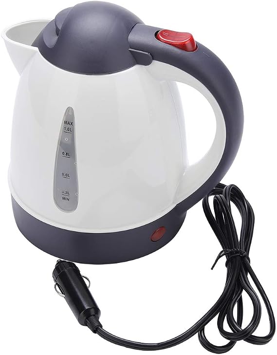 Water Kettle, Portable Electric Kettle, Lightweight Electric Tea Kettle, 250W Ultra Fast Water Kettle, 1000ML Cordless Hot Water Boiler for Car