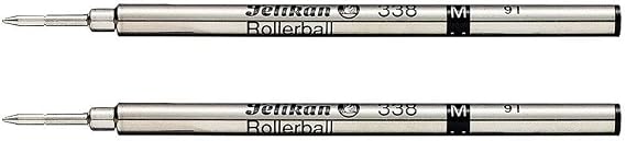 Pelikan 338 Medium Rollerball Refill - Black (Pack of 2)