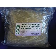 Capsule Connection 1000 Separated Empty Vegetable Capsules,#34;0" Size, 1000 Count Bag