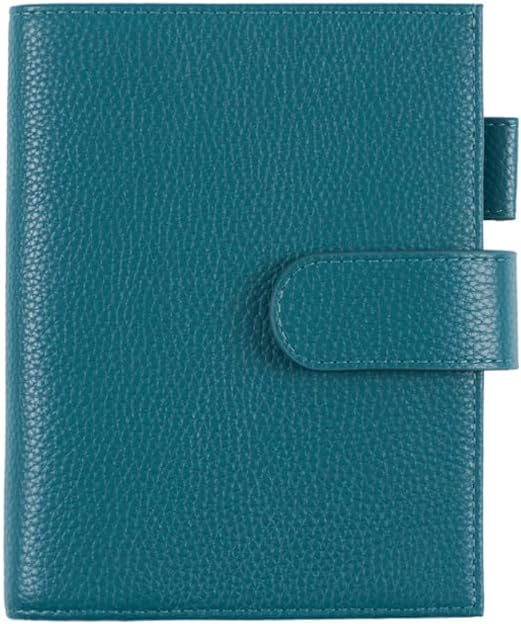 Moterm Leather Cover for A6 Notebooks - Fits Hobonichi Original, Stalogy and Midori MD Planners, with Pen Loop, Card Slots and Back Pocket (Pebbled-Deep Teal, A6+)