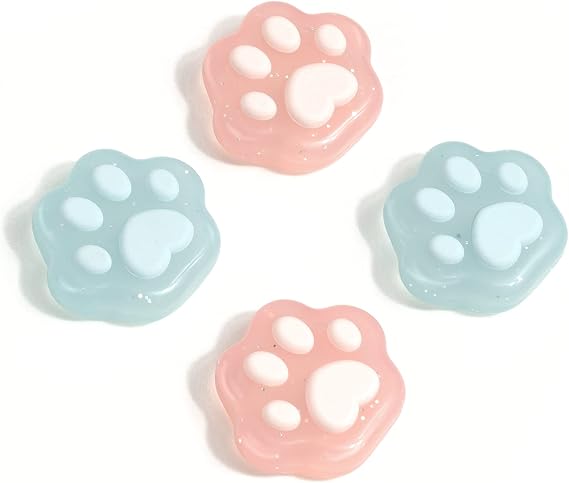 GeekShare Cat Paw Shape Thumb Grip Caps, Soft Silicone Joystick Cover Compatible with Nintendo Switch/OLED/Switch Lite, 4PCS (Glitter)