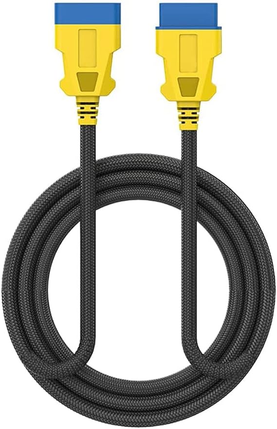 DUOYI Updated OBD2 Extension Cable, 4.9ft/1.5M Nylon Waterproof OBD2 Cable, 16 Pin Male to Female Diagnostic Extender Cord OBD 2 Extension Cord, for Any OBDII Vehicles