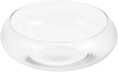 Happyyami Glass Fish Bowl Flower Glass Vase Bowl Clear Wide Mouth Round Vase Terrarium Air Plant Hydroponic Succulent Planter Floral Container Vase for Home Office Wedding S