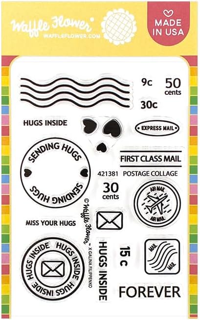 Waffle Flower Postage Collage Stamp Set