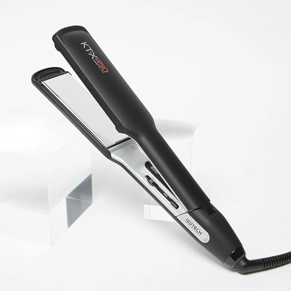 IZUTECH KTX450 Titanium 1.75 Inch Flat Iron, Wide Plate Hair Straightener and Curler for Long Thick Hair, Fast Heating, Dual Voltage, Adjustable Temperature up to 450F, Auto Shut Off