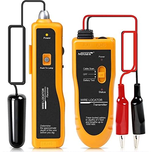 NOYAFA Underground Cable Locator, Wire Tracer Detector with Earphone, Electrical Underground Wire Locator for Buried Sprinkler Valve, Dog Fence, Ducts, Walls, Buried Cables