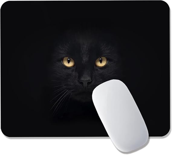 Mouse Pad/Gaming Mouse Pad/Mouse Mats for Desk/Mouse Pad 320 x 270 x 3 mm,Stitched Edges Anti-Slip Waterproof Rubber Base Mouse Mat,Square MousePad/improved precision and speed -Black Cat